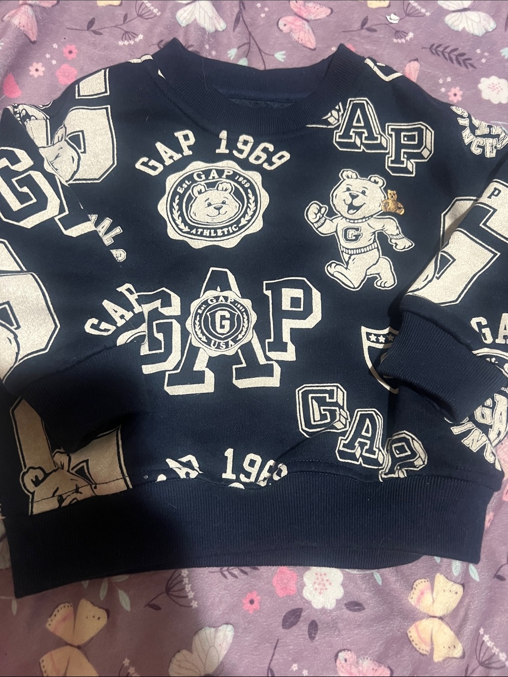 GAP Navy and White Logo Patch Kids Sweatshirt